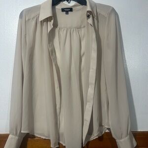 Premise Cream Button-Up Blouse
